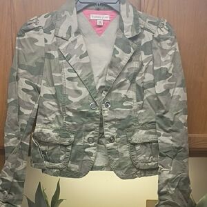 Vgt Tommy Hilfiger Women's Green Camouflage Blazer